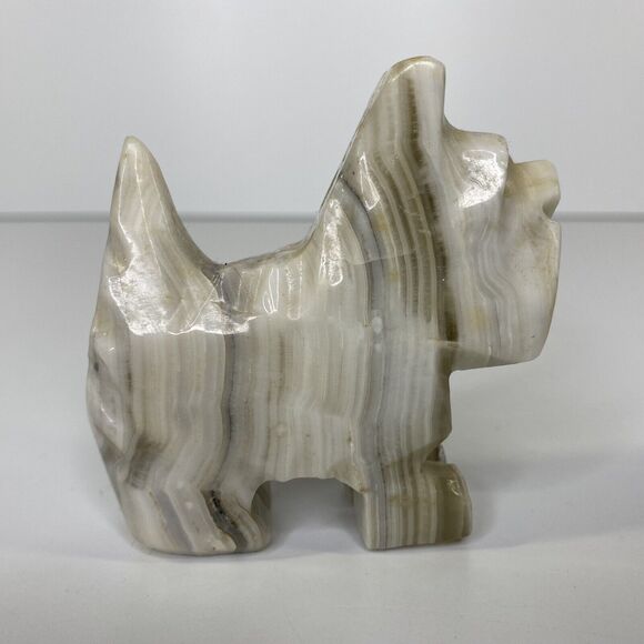Carved Stone Scottish Scotty Terrier Dog Onyx? Marble? Rock 3” Figurine - Picture 3 of 10